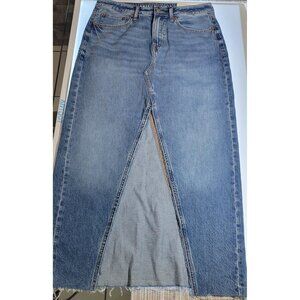 American Eagle Women 6 Low Rise Comfort Waistband Denim Jean Maxi Skirt